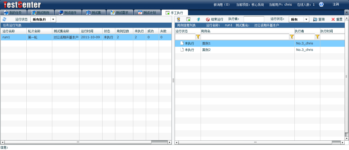 發起執行測試用例